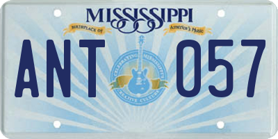 MS license plate ANT057