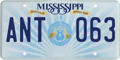 MS license plate ANT063