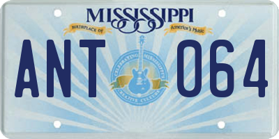 MS license plate ANT064