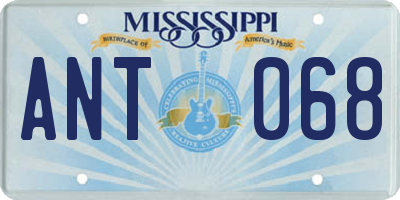 MS license plate ANT068