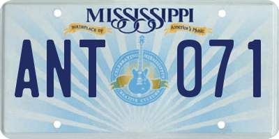 MS license plate ANT071