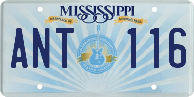 MS license plate ANT116