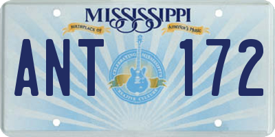 MS license plate ANT172