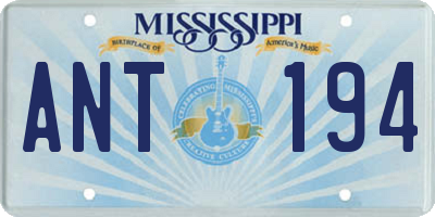 MS license plate ANT194