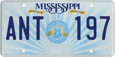 MS license plate ANT197