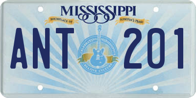 MS license plate ANT201