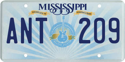 MS license plate ANT209