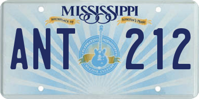 MS license plate ANT212