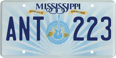 MS license plate ANT223