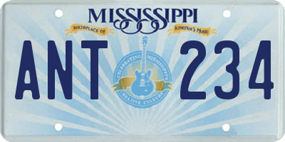 MS license plate ANT234