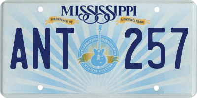 MS license plate ANT257