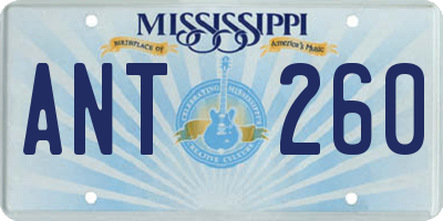 MS license plate ANT260