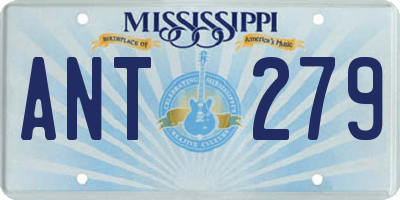 MS license plate ANT279