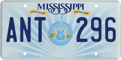 MS license plate ANT296