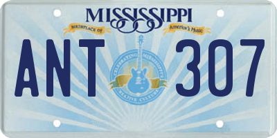 MS license plate ANT307
