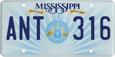 MS license plate ANT316