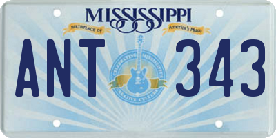 MS license plate ANT343