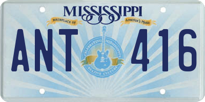 MS license plate ANT416