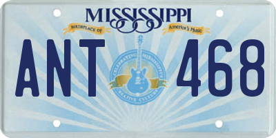 MS license plate ANT468