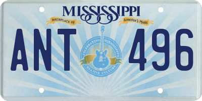 MS license plate ANT496