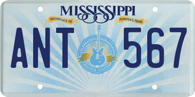MS license plate ANT567