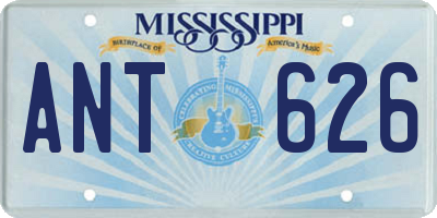 MS license plate ANT626