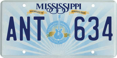 MS license plate ANT634