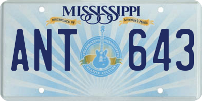 MS license plate ANT643