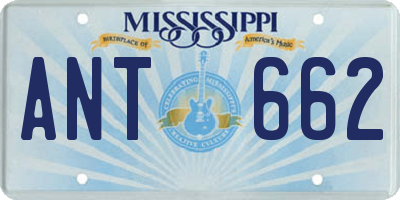 MS license plate ANT662