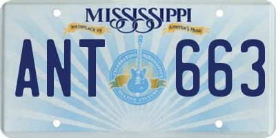 MS license plate ANT663
