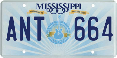 MS license plate ANT664