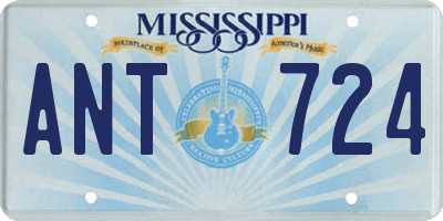 MS license plate ANT724