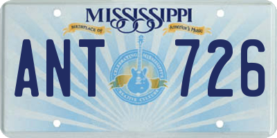 MS license plate ANT726