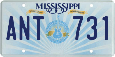 MS license plate ANT731