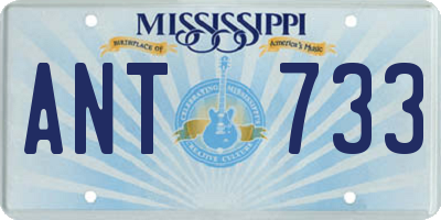 MS license plate ANT733