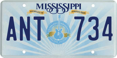 MS license plate ANT734