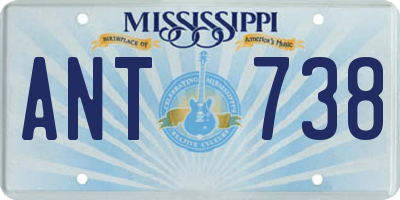 MS license plate ANT738