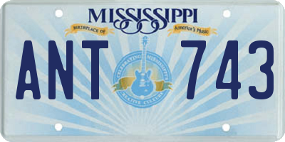 MS license plate ANT743