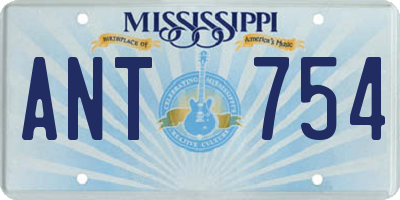 MS license plate ANT754