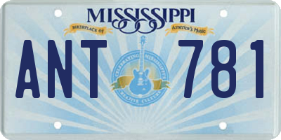 MS license plate ANT781