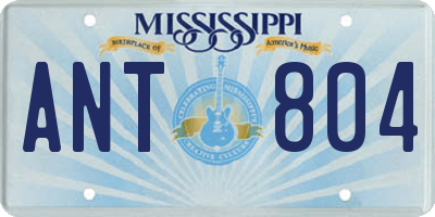 MS license plate ANT804