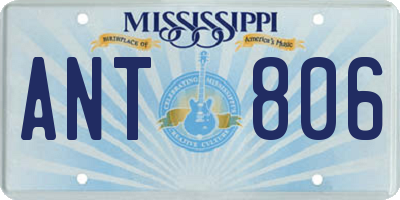 MS license plate ANT806