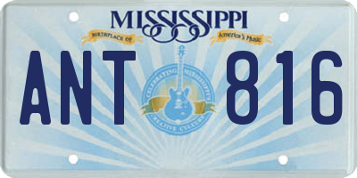 MS license plate ANT816