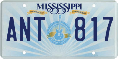 MS license plate ANT817
