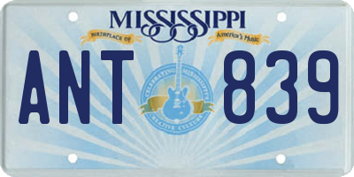 MS license plate ANT839