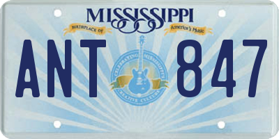 MS license plate ANT847