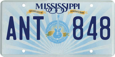 MS license plate ANT848