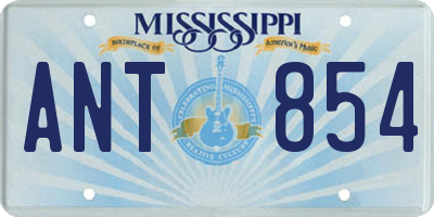 MS license plate ANT854