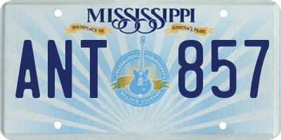 MS license plate ANT857