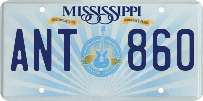 MS license plate ANT860